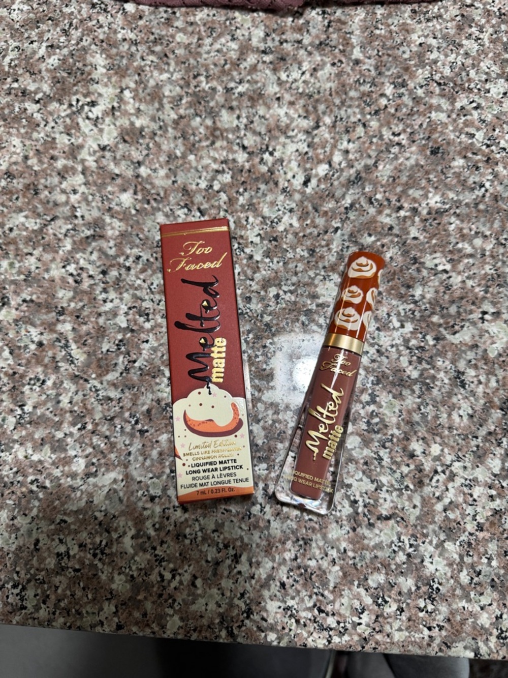 Too Faced Melted Matte Liquid Lipstick - Warm Brown with Gold Accents